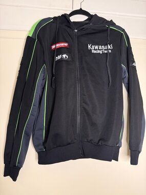 Kawasaki Men's Black & Green Lightweight Racing Zip Hoodie